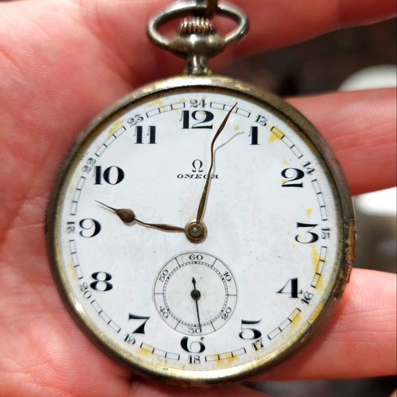 Omega Other - OMEGA Vintage Working Broken Pocket Watch BIENNE GENEVE Silver Wind Up